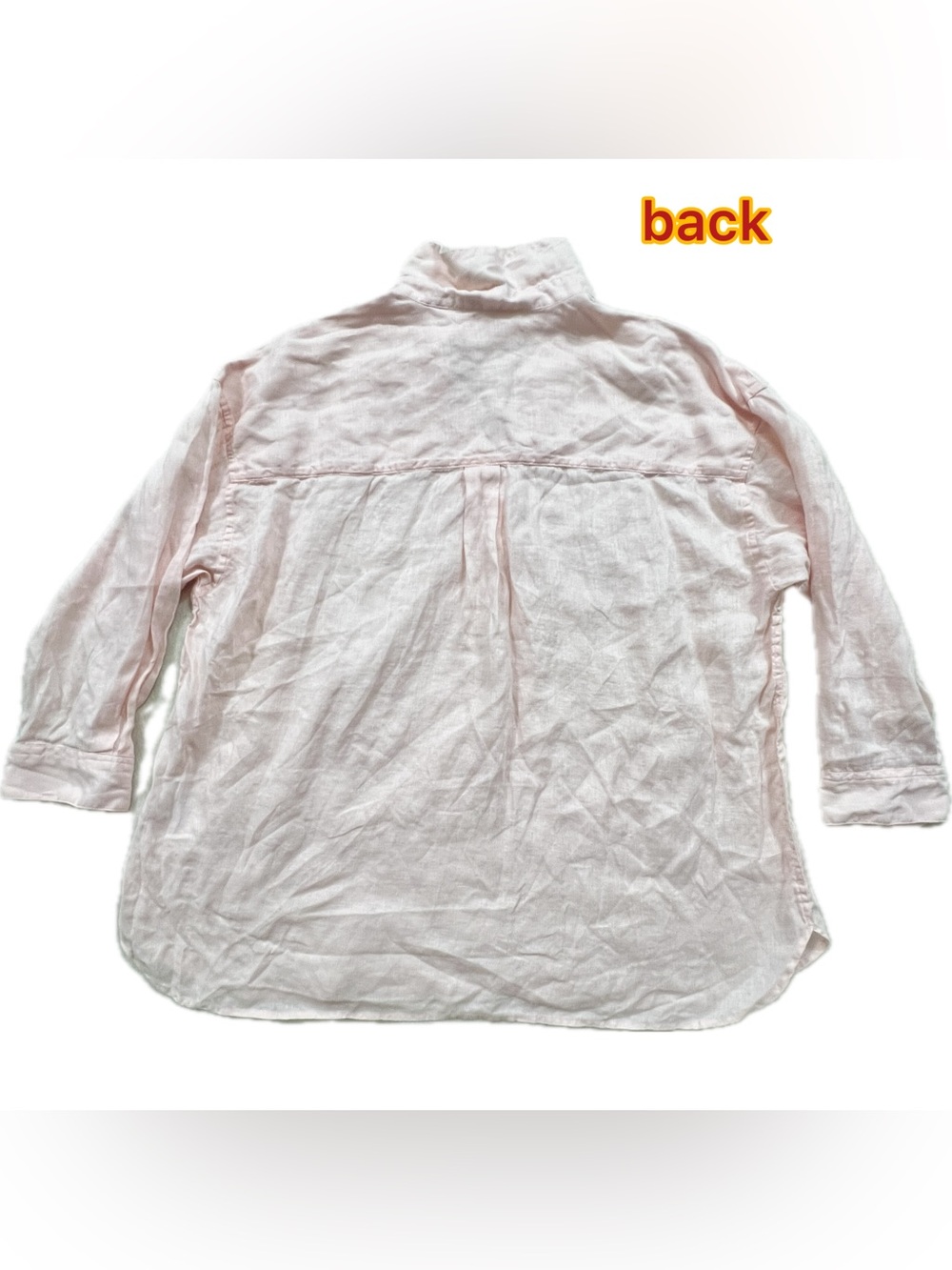 Uniqlo Light Pink V-Neck Linen Blouse Long Sleeve Shirt US Women’s XL - Picture 2 of 8